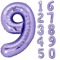 40 Inch Giant Purple Number 9 Balloon, Helium Mylar Foil Number Balloons for Birthday Party, 9th Birthday Decorations for Kids, Anniversary Party Decorations Supplies (Purple Number 9)