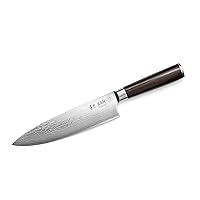 KAN Core Professional Chef Knife 8-inch VG-10 67 layers Damascus Ambidextrous (Non-Hammered Japanese VG-10 Blade, Ebony Handle)