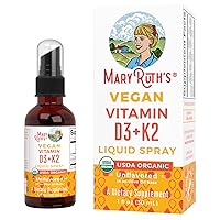 MaryRuth Organics Vitamin D3 K2 Liquid Spray | Supplement for Adults & Kids | Calcium Absorption Strong Bones | Vegan | Non-GMO | Gluten Free | 1 Fl Oz