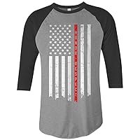 Threadrock Honor & Respect Thin Red Line Flag Unisex Raglan T-Shirt