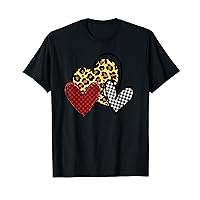Girls Valentines Day Hearts Love Leopard Plaid Cool Women's T-Shirt