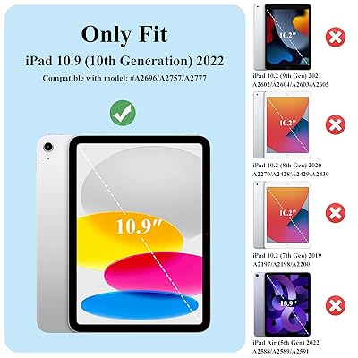Supveco Case for iPad 10th Generation (10.9'', 2022 Released), Dual Layer  Full Body Protection Cases with Built-in Screen Protector Drop-Proof Cover