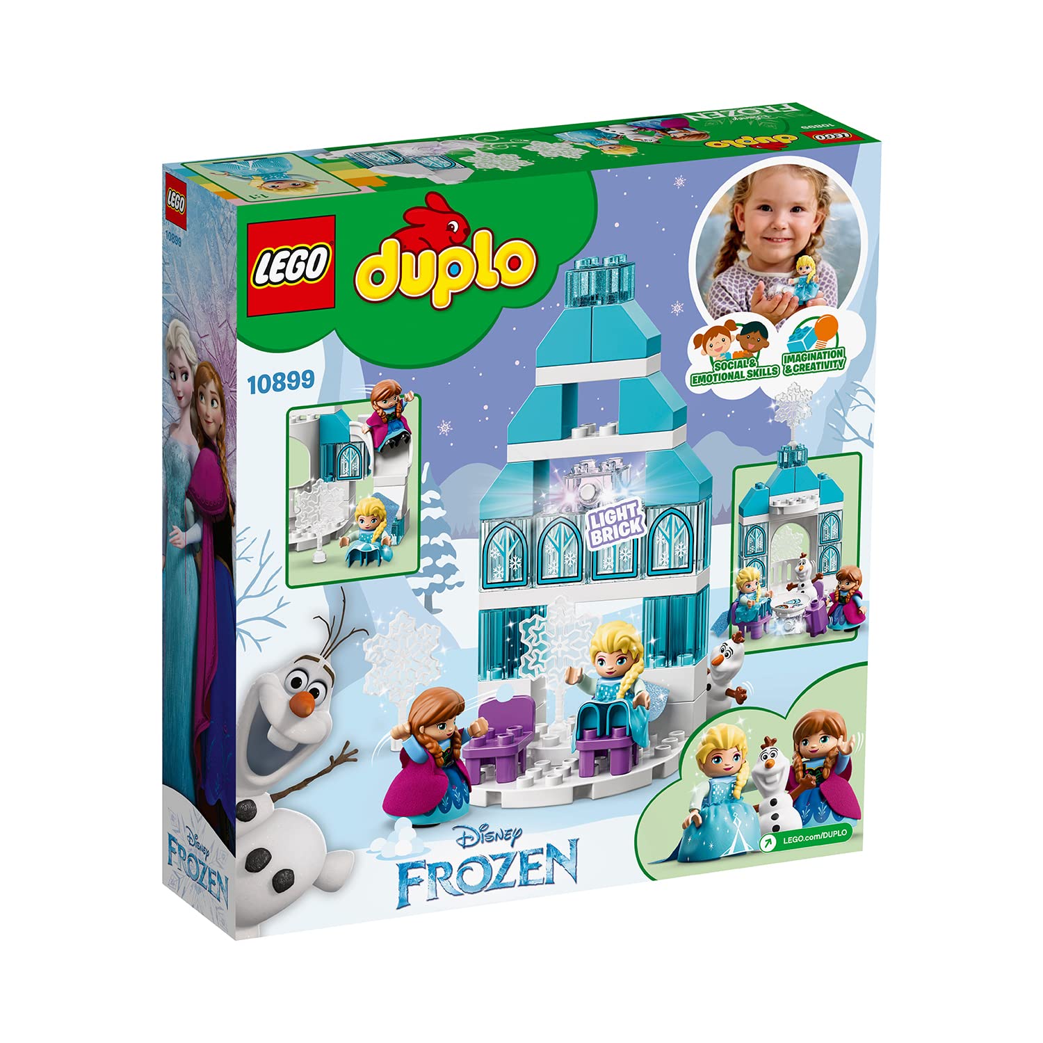 Lego 10899 DUPLO Disney Frozen Ice Castle Princess Elsa and Anna Mini Dolls and Snowman Figure Toys for 2 Years Old Girl and Boy