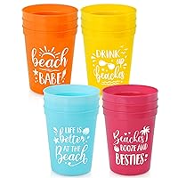 Tuitessine 12PCS Beach Bachelorette Party Cups Reusable Sunshine Plastic Stadium Drinking Up Cup Seaside Bridal Shower Party Supplies Wedding Favors Summer