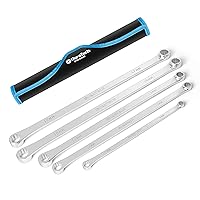 DURATECH 5-Piece Extra Long Wrench Set, Double Box End Wrench Set, 0 Degree Offset, Metric, CR-V Steel, 8mm, 10mm, 12mm, 13mm, 14mm, 15mm, 16mm, 17mm, 18mm, 19mm, Organized in Rolling Pouch
