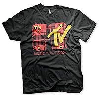 MTV Officially Licensed Plaid Mens T-Shirt (Black)