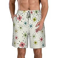 Atomic Stars Pattern Print Men's Beach Shorts Hawaiian Summer Holiday Casual Lightweight Quick-Dry Shorts
