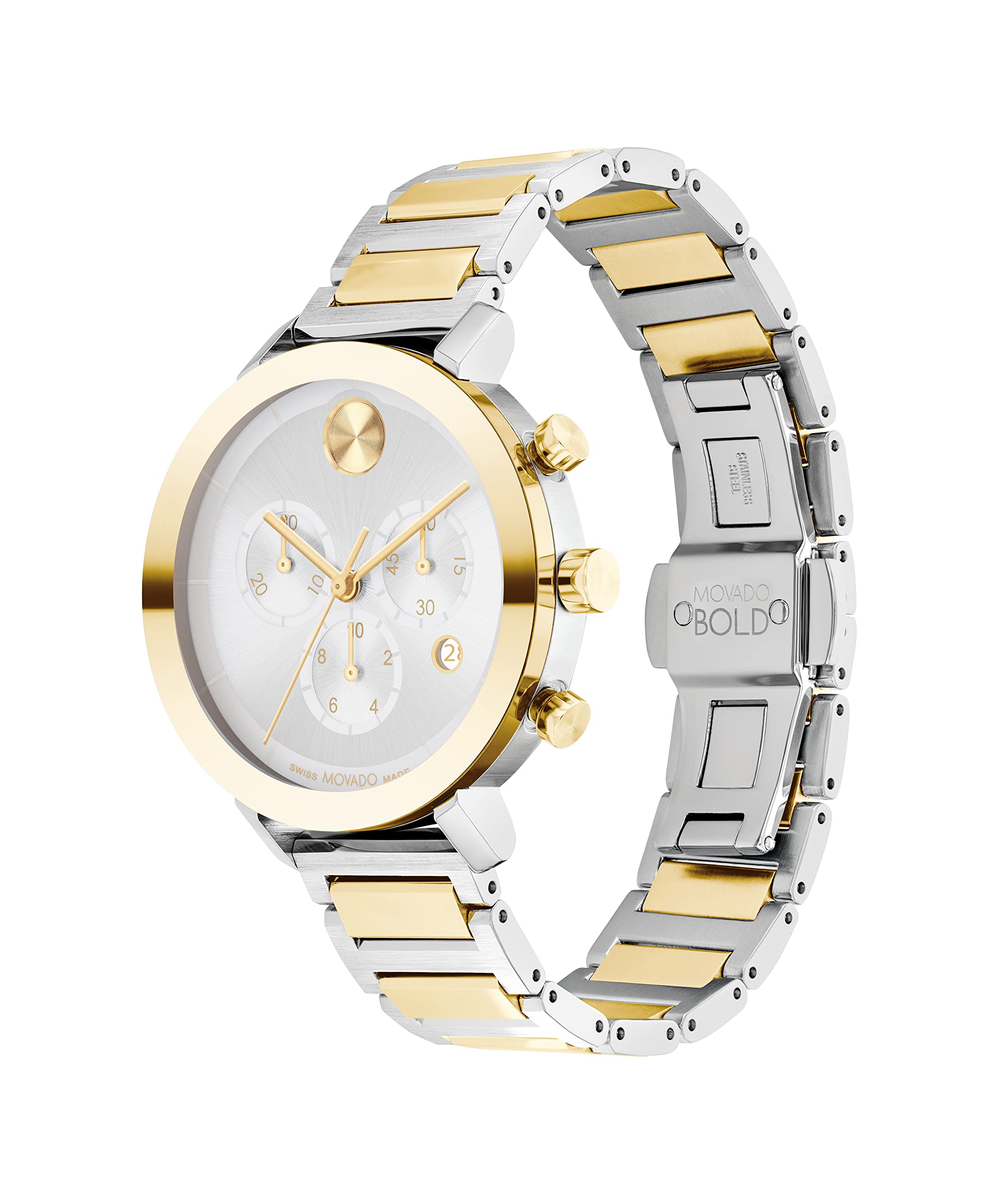 Movado Women's Bold Evolution Two-Tone Stainless Steel Case and Link Bracelet, Two Tone (Model: 3600885)