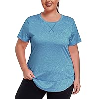 ForHailey Women's Plus Size Workout Tops Short Sleeve Loose fit Shirts Athletic Gym Yoga Clothing