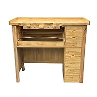 PMC Supplies Jewelers Bench Deluxe Solid Wooden Jewelry Workbench Station with Seven Utility Storage Drawers for Jewelry Making Wood Bench Station