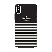 Kate Spade New York Black/Cream Feeder Stripe Case for iPhone X/XS - Soft Touch Protective Hardshell