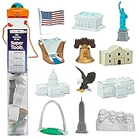 USA Super Toob - Toy Figures of Lincoln Memorial, Hoover Dam, Liberty Bell, Alamo, Mt. Rushmore, Statue of Liberty, Capital, White House & More - Educational Toy for Boys, Girls & Kids 3+