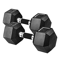 Yes4All Rubber Grip Encased Hex Dumbbells – Hand Weights With Anti-Slip 5-50 LBS Pair/Set