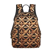 Laptop Backpack 14.7 Inch with Compartment Wicker Woven Grid Laptop Bag Lightweight Casual Daypack for Travel