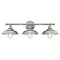 Westinghouse 6354700 Iron Hill Three-Light Indoor Fixture, Galvanized Finish with Metal Shades Wall, 3, Galvenized Steel