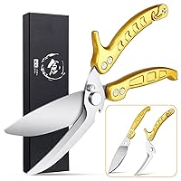 Poultry Shears, Germany Detachable Heavy Duty Kitchen Scissors, Golden Kitchen Shears With Knife Bottle Opener Gift Box, Multipurpose Kitchen Shears For Cooking Chicken Meat Turkey Thanksgiving