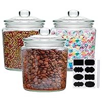 Accguan Glass Cookie Jar,33oz Glass Food Storage Containers with Glass Lid,Glass Jars for Bath Salts, Flour, Tea, Spices, Halloween Candy,Kitchen Storage,DIY Gifts,Wedding, Party,3pack