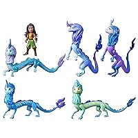 Disney Princess Raya and The Last Dragon Sisu Family Pack, Includes 5 Dragon Toys and Raya Doll, Toys for Kids 3 and Up