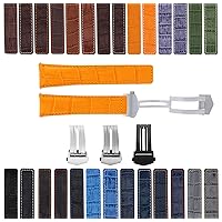 Ewatchparts 19-20-21-22MM LEATHER WATCH BAND STRAP COMPATIBLE WITH TAG HEUER CARRERA DEPLOYMENT CLASP