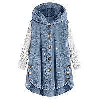 Winter Coats for Women Plus Size Thicken Warm Sherpa Jacket Casual Button Dowm Tops Fashion Clothes Fleece Hoodie Outerwear