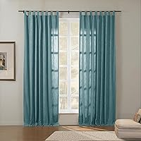 50Wx84L Soft Chenille Curtain Tab Top Room Darkening Window Treatment Panel for Bedroom, ( 1 Panel ) Teal Blue Tino