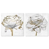 The Oliver Gal Artist Co and Botanical 'White Peony Set' Florals by Oliver Gal Wall Art Print 2 Pieces Canvas Wall Art Ready to Hang Home Decor 20