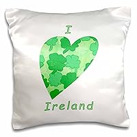3dRose Heart of Shamrock Collage with I Heart Love Ireland in Shades... - Pillow Cases (pc_355354_1)