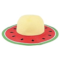 Parent- Summer Straw Hat Exquisite Fruit Pattern Sunhat for of 3-8 Years Old Daily Dress