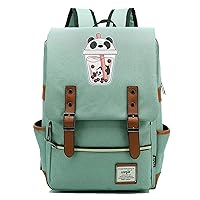 Teens Casual Canvas Laptop Bagpack-We Bare Bears Graphic Knapsack Classic Wear Resistant Rucksack for Students