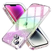 Choiche Compatible for iPhone 14 Case Cute, Women Clear Glitter Bling Sparkly Case, [2 x Diamond Camera Lens Protectors] [2 x Tempered Glass Screen Protectors] 6.1-inch (Glitter Colorful)