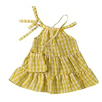 Kids Toddler Baby Girls Spring Summer Plaid Ruffle Sleeveless Bag Princess Dress Fracks for Girls