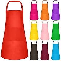 10 Pack Kids Apron Children Apron Adjustable with 2 Pockets Children Chef Painting for Cooking Baking Painting Crafts Making