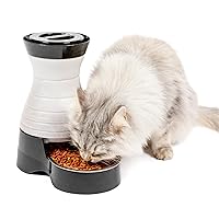 PetSafe Healthy Pet Food Station - Small, 2 lb Kibble Capacity - Automatic Cat Feeder or Small Dog Feeder - Removable Stainless Steel Bowl Resists Corrosion & Stands Up to Frequent Use - Easy to Fill