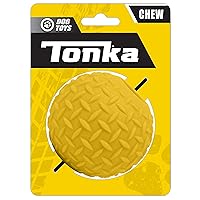 Tonka Rubber Diamond Plate Ball Dog Toy, Lightweight, Durable and Water Resistant, 3.5 Inches, Single Unit, Yellow