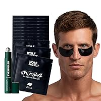 Wolf Project Under Eye Roller and 10 Eye Patches with Caffeine, Vitamin C and Peptides for a fresher look and fight dark circles and tired eyes