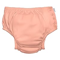 i play. by green sprouts Reusable, Eco Snap Swim Diaper with Gussets, UPF 50, Coral, Patented Design, STANDARD 100 by OEKO-TEX Certified 12 mo