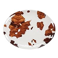 Paseo Road by HiEnd Accents Elsa 1 Piece Melamine Serving Platter, Brown Cowhide Print, Western Rustic Cabin Lodge Farmhouse Style Dinnerware