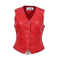 DR212 Women's Classic Leather Waistcoat Red