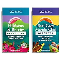 Hibiscus Berries Herbal Tea & Earl Grey Masala Chai Tea Set - Natural Loose Leaf Tea with No Artificial Ingredients - Brew As Hot Or Iced Tea