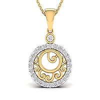 SwaraEcom 14K Yellow Gold Plated Round Cubic Zirconia Circle Filigree Design Pendant Fashion Jewelry
