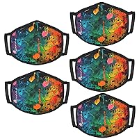 Colorful Music Notes Print Face Mask,Covers Fullface Anti-Dust,Unisex,Washable,Breathable,Reusable Safety Masks