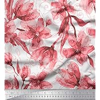 Soimoi Polyester Crepe Orange Fabric - by The Yard - 52 Inch Wide - Floral & Texture Cloth - Elegant and Textured Patterns for Fashion and Decor Printed Fabric