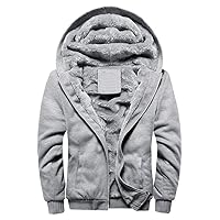 Men Hoodies Big and Tall Zip Up Fleece Jacket Heavyweight Sherpa Lined Hooded Sweatshirt Warm Thick Winter Coat