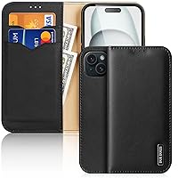 DUX DUCIS Luxury Wallet Phone Case Flip Cover for iPhone 15 Plus,Magnetic Closure Protective Book Case with Kickstand,HIVO Series Leather Purse[1 Large Bill+2 Card Slots+RFID Block](Black)