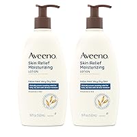 Aveeno Triple Oat Dry Skin Relief Moisturizing Lotion, Fragrance-Free, Skin Protectant, Twin Pack, 2 x 18 fl. oz