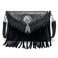 Small Crossbody Bags for Women Crossbody Handbag Fringe Purse Tassel Shoulder Bag Turquoise Concho Wallet