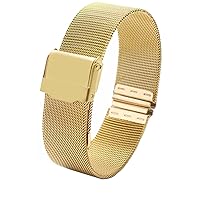 Milanese Loop Female Simple watchband 12 13 14 15 16 17 18 19 20 22mm Metal Weave Fashion Trend Bracelet for DW AR watchband (Color : Gold, Size : 17mm)