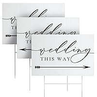 Wedding Signs, Wedding Signs for Ceremony and Reception, Wedding Sign, Wedding Direction Arrow Signs with Stakes - Double-Sided | Clear Navigation for Guests | Weather-Resistant | 18