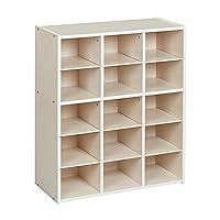 ECR4Kids Streamline 15 Cubby Tray Storage Cabinet, 5x3, Classroom Furniture, White Wash