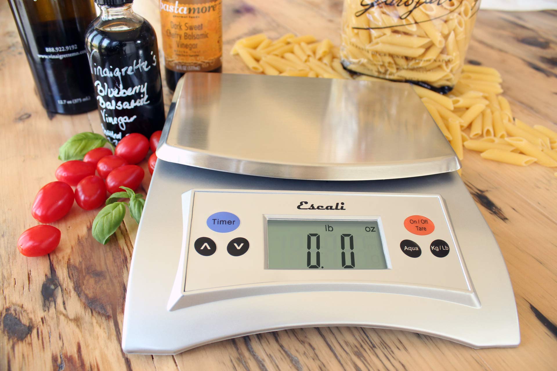 Escali Aqua A115S Scale for Liquids, Measures Specific Garvity, Removable Stainless Steel Platform, Built in Timer, Digital LCD Display, 11lb Capacity, Silver Grey